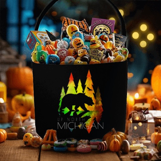 Michigan Stylish Up North Colorful Bear Michigan Fabric Baskets