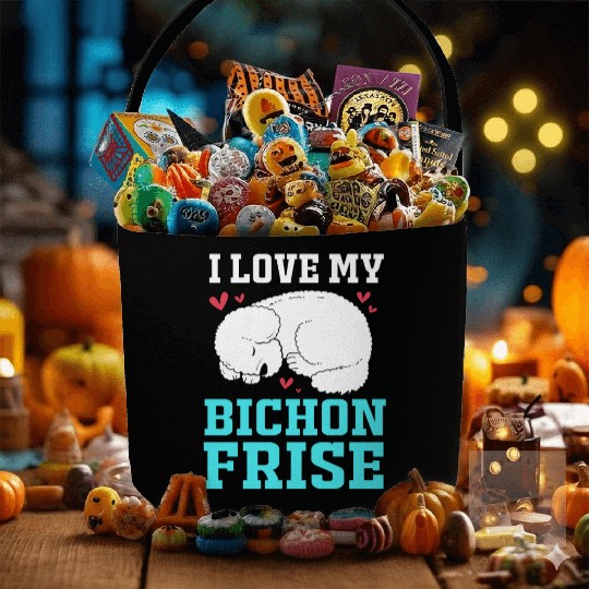 Dog Owner Pet Lover I Love My Bichon Frise Fabric Baskets