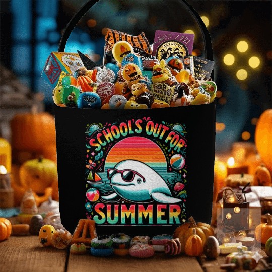 Schools Out For Summer Teacher Beluga Whale Fabric Baskets