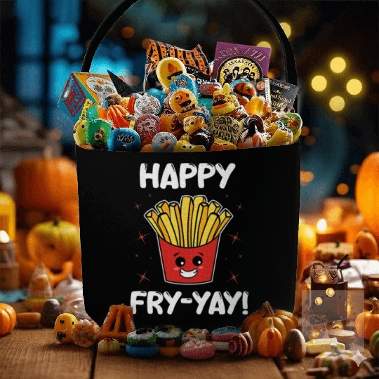 French Fries Anime Lover Happy Fry yay Fabric Baskets