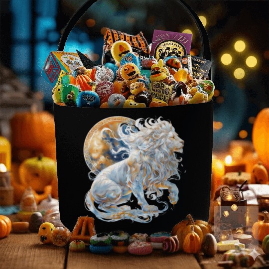 Celestial Lion Images, Mystical Lion, Night sky Fabric Baskets