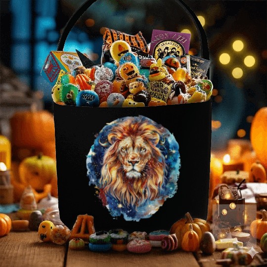 Celestial Lion Images, Mystical Lion, Night sky Fabric Baskets