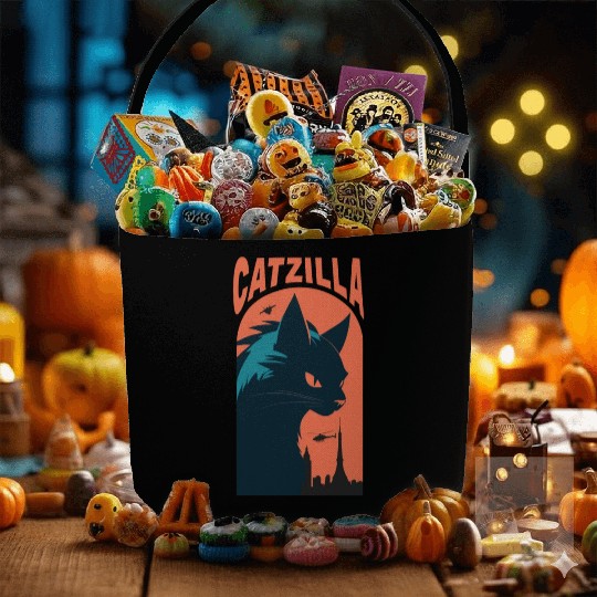 Catzilla king of Cat monster Fabric Baskets