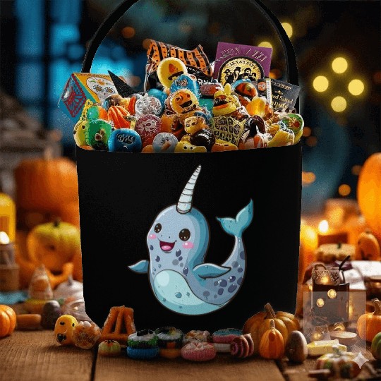 Adorable Narwhal Cartoon Enchantment Fabric Baskets
