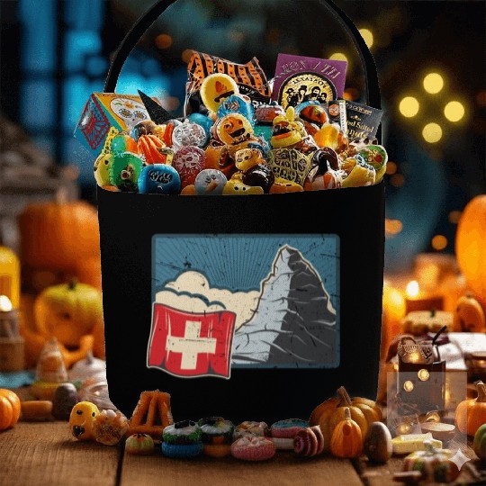 Vacation Skiing, Hiking, Mountain Switzerland Fabric Baskets