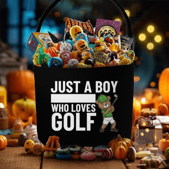 Golfing Bear Just A Boy Who Loves Golf Fabric Baskets