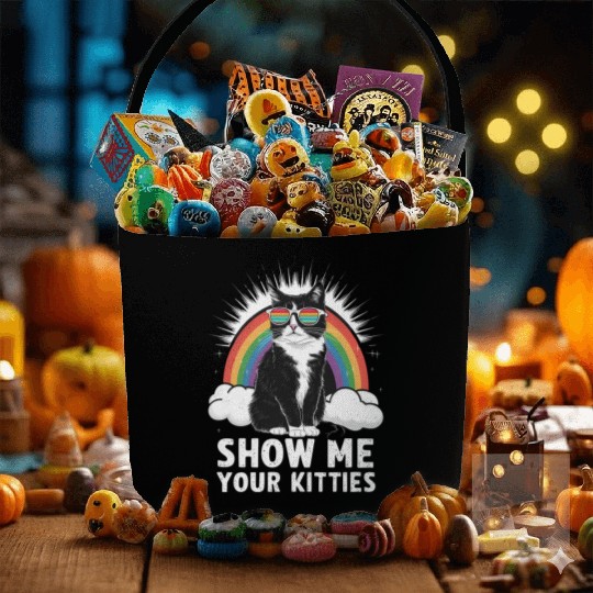 Show Me Your Kitties Funny Lesbian Gay Pride LGBT Fabric Baskets