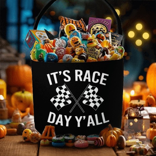 Drag Racing Racetrack Checkered Flag Race Day Fabric Baskets