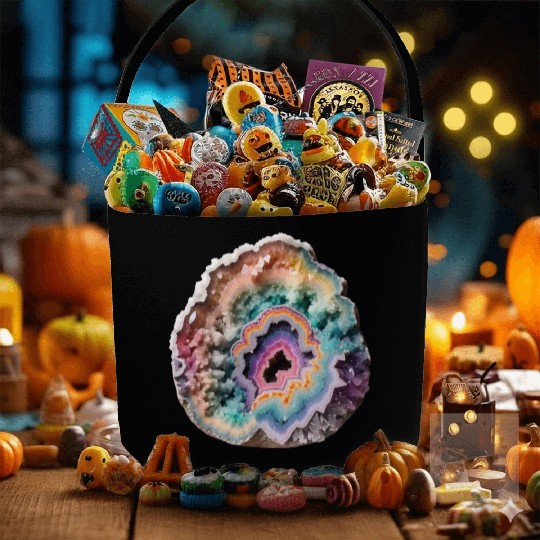 Fantasy Pastel Rainbow Geo Stone Crystal Fabric Baskets