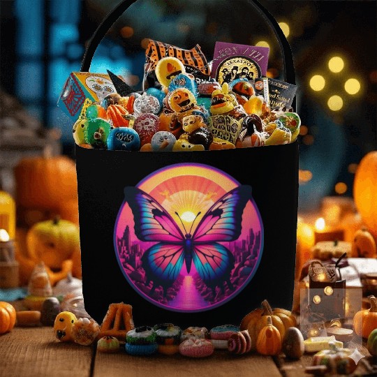 Synthwave ButterFly at Sunset Fabric Baskets