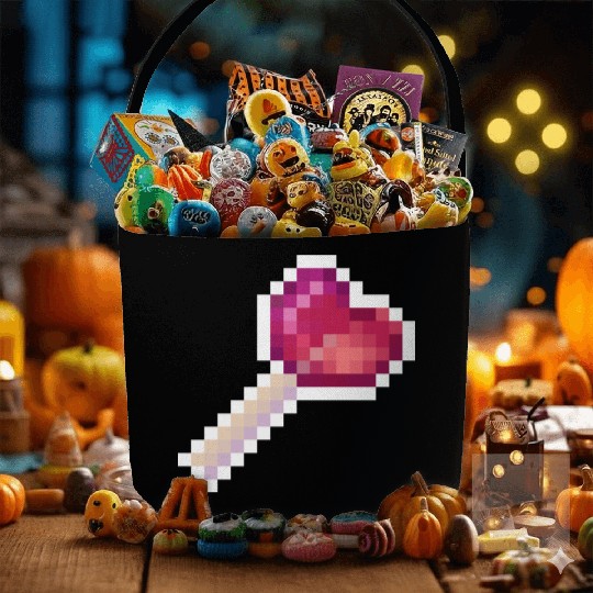 Pixel Art Sprite Cute Heart Lollipop Fabric Baskets