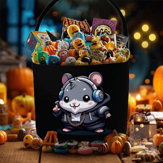 Gray Hip Hop Hamster Fabric Baskets
