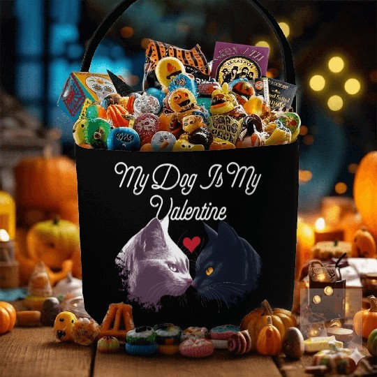 My Dog Is My Valentine Funny Valentines Day Humor Fabric Baskets