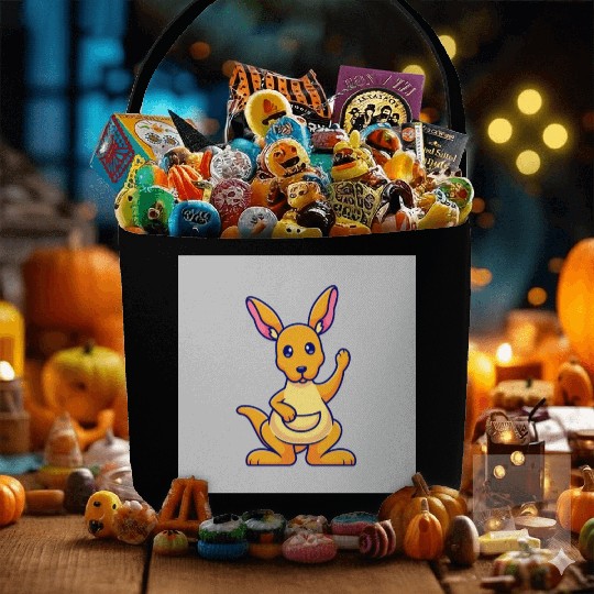 Cute Kangaroo Waving Hand: Cartoon Vector Icon Ill Fabric Baskets