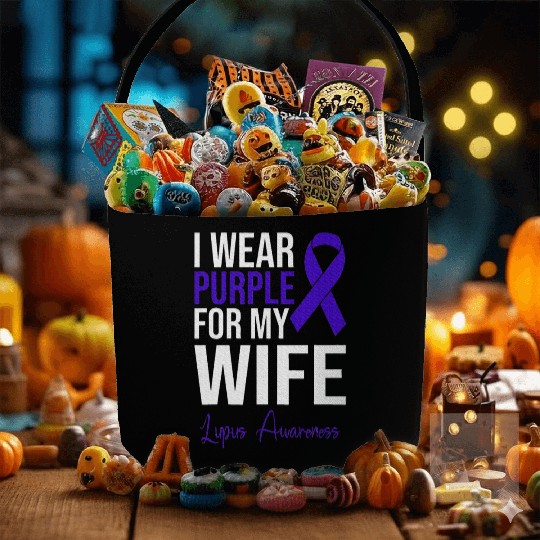 I Wear Purple For My Wife Lupus Warrior Lupus Fabric Baskets