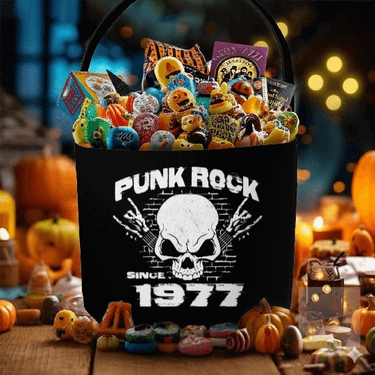 Punk Rock Since 1977 - Skull Rock Hands 47th Fabric Baskets