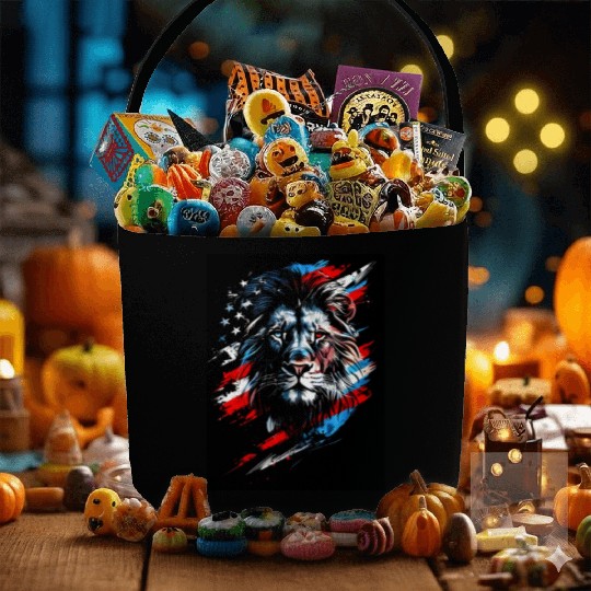 Lion American Flag Fabric Baskets