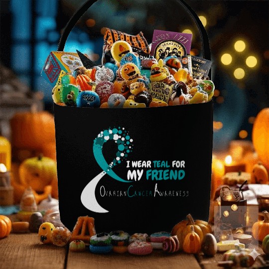 I Wear Teal For My Friend Ovarian Cancer Awareness Fabric Baskets