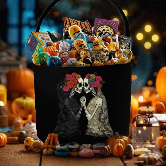 Lesbian Couple Skeletons Kissing LGBTQ Pride Fabric Baskets