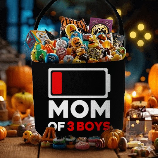 Tired Mom Of 3 Boys Low Battery Fabric Baskets