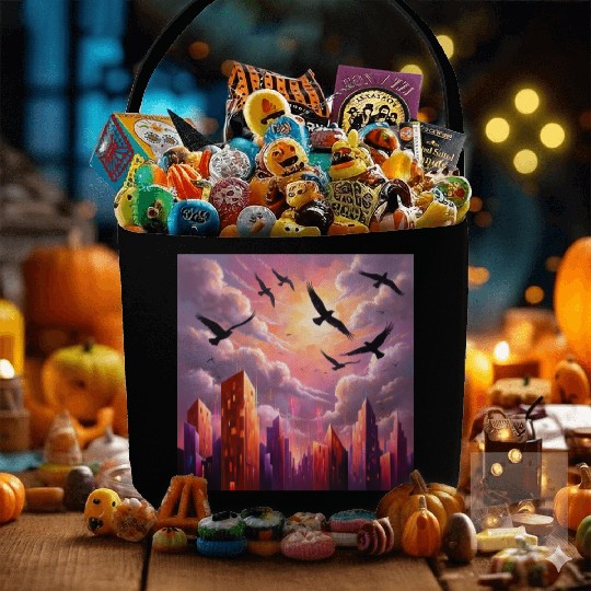 Geometric Twilight City Fabric Baskets