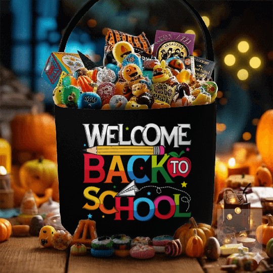 Welcome Back To School Fabric Baskets Funny Teachers gift