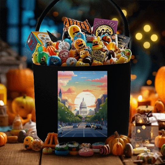 Sunset in US Capitol Washington DC Fabric Baskets