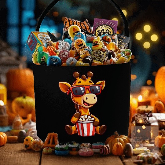 Cool giraffe popcorn cinema movie film lover Fabric Baskets
