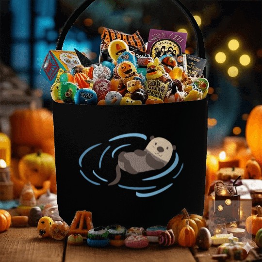 Sea Otter In Water Cute Lutra Animal Lover Funny Fabric Baskets