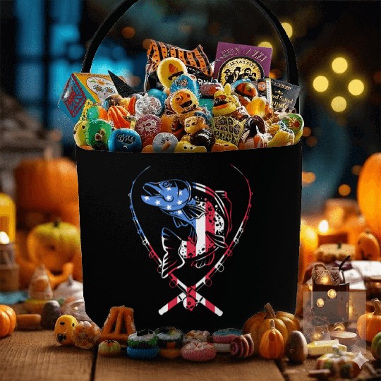 4th Of July US Flag Fishing Fisherman Trout Fish Fabric Baskets