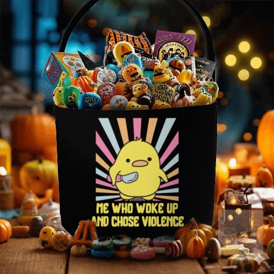 Cute Angry Duck Chick – Chose Violence Meme Fabric Baskets