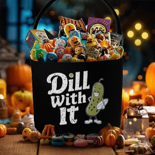 Dill With It Funny Pickle Character Fabric Baskets