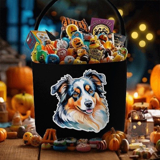 Australian Shepherd Watercolor Fabric Baskets