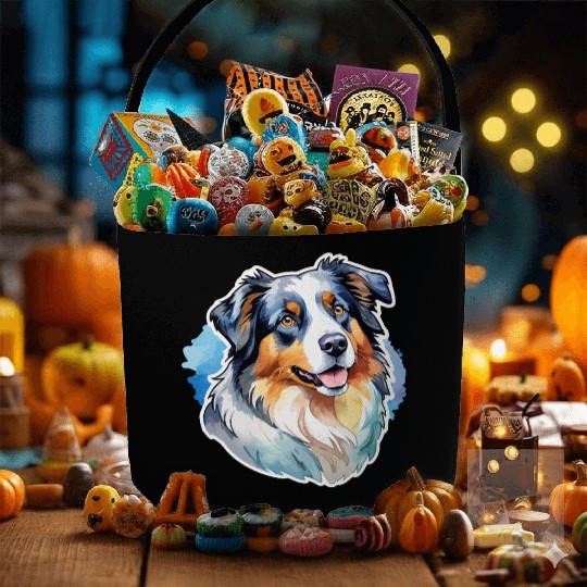 Australian Shepherd Watercolor Fabric Baskets