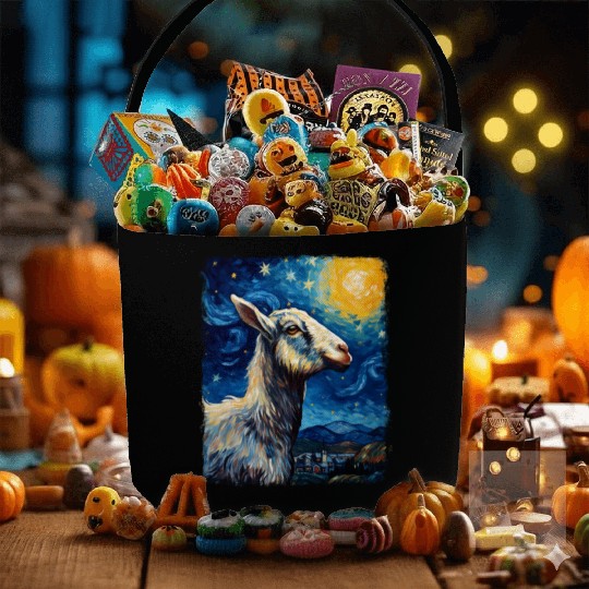 Goat Farm Animal Farmer Starry Night Painting Fabric Baskets