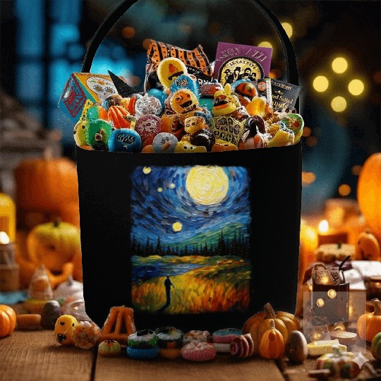 Golf Player Golfer Golfing Starry Night Painting Fabric Baskets