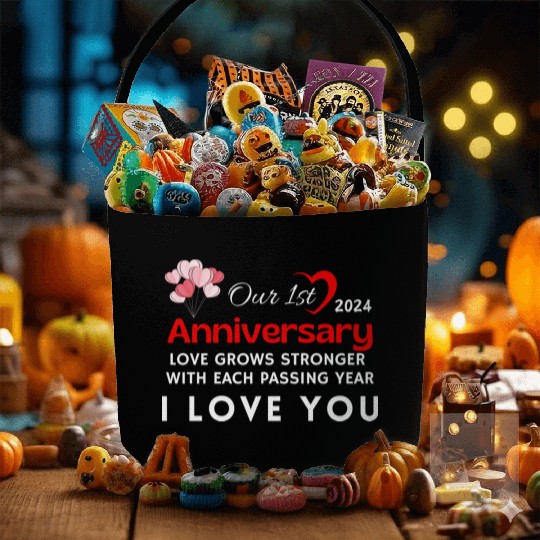1st Anniversary I Love You Fabric Baskets