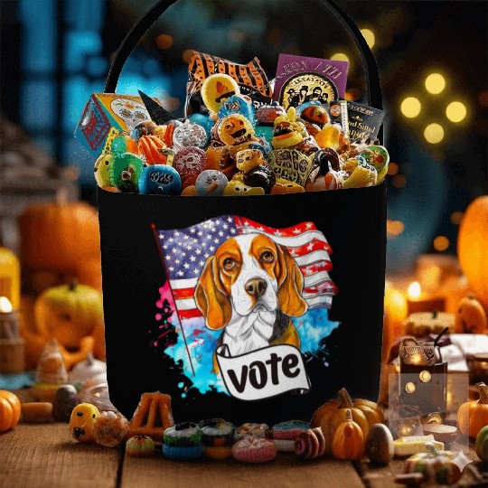 Beagle Dog Vote US Flag Election 2024 Fabric Baskets