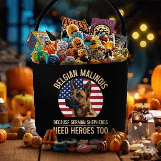 BELGIAN MALINOIS GERMAN SHEPHERDS NEED HEROS TOO Fabric Baskets