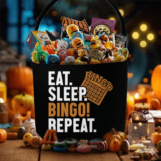 Eat Sleep Bingo Repeat Caller Daubers Fabric Baskets