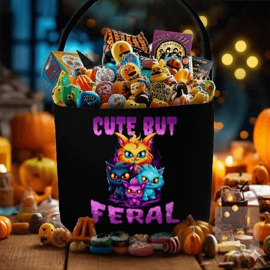 Cute but Feral! Wild Cat Party Concert Cat Lovers Fabric Baskets