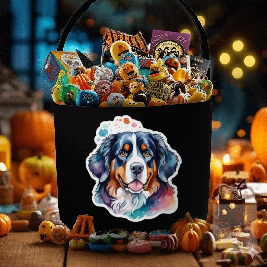 Bernese Mountain Dog Watercolor Fabric Baskets