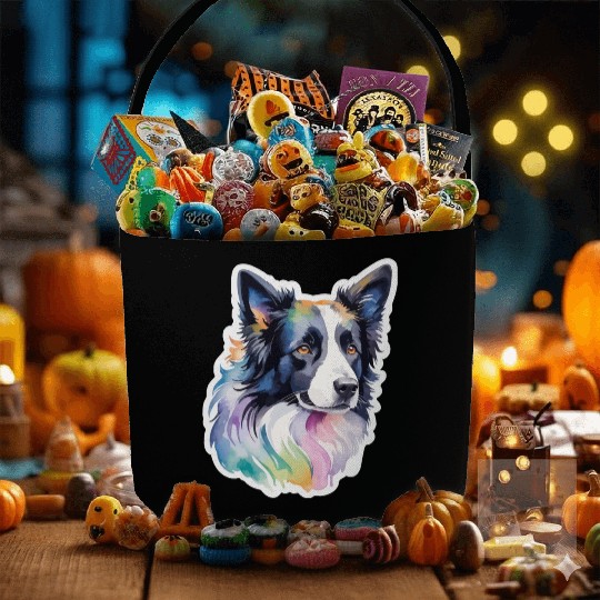 Border Collie Watercolor Fabric Baskets