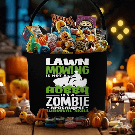 Landscaper Gardener Lawn Mowing Zombie Fabric Baskets
