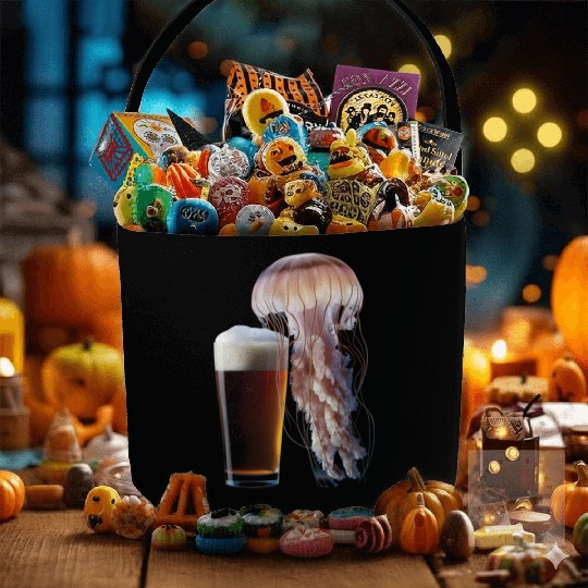 Jellyfish Drinking Beer Realistic Fabric Baskets