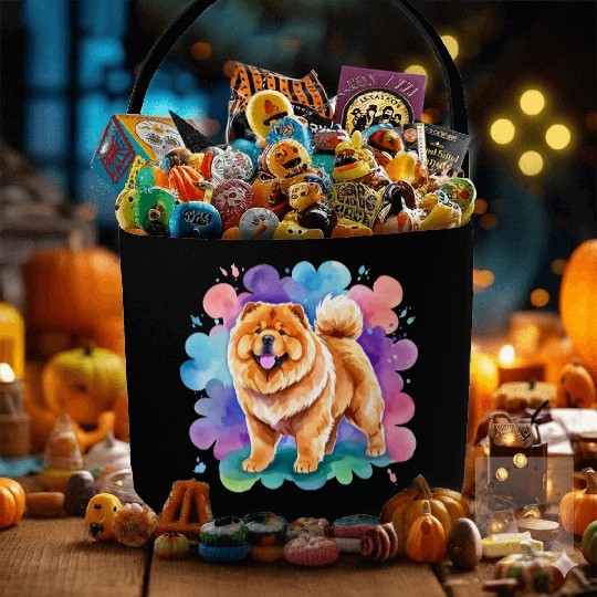 Chow Chow Watercolor Fabric Baskets