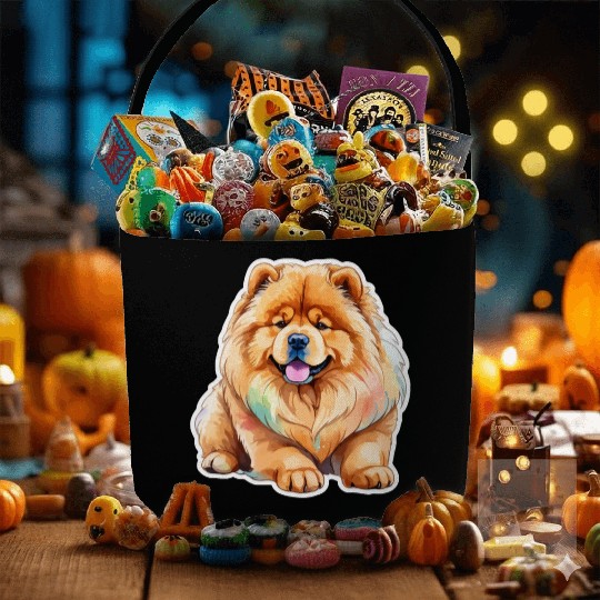 Chow Chow Watercolor Fabric Baskets