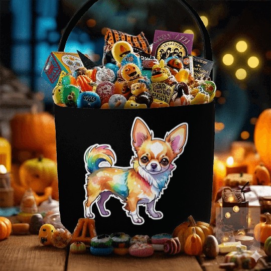 Chihuahua Watercolor Fabric Baskets