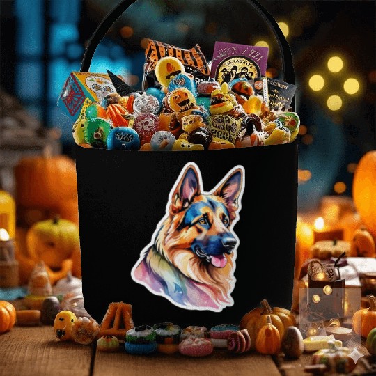 German Shepherd Watercolor Fabric Baskets