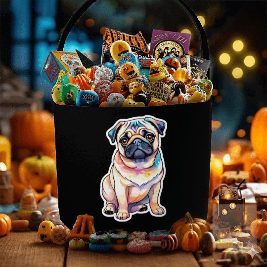 Pug Watercolor Fabric Baskets